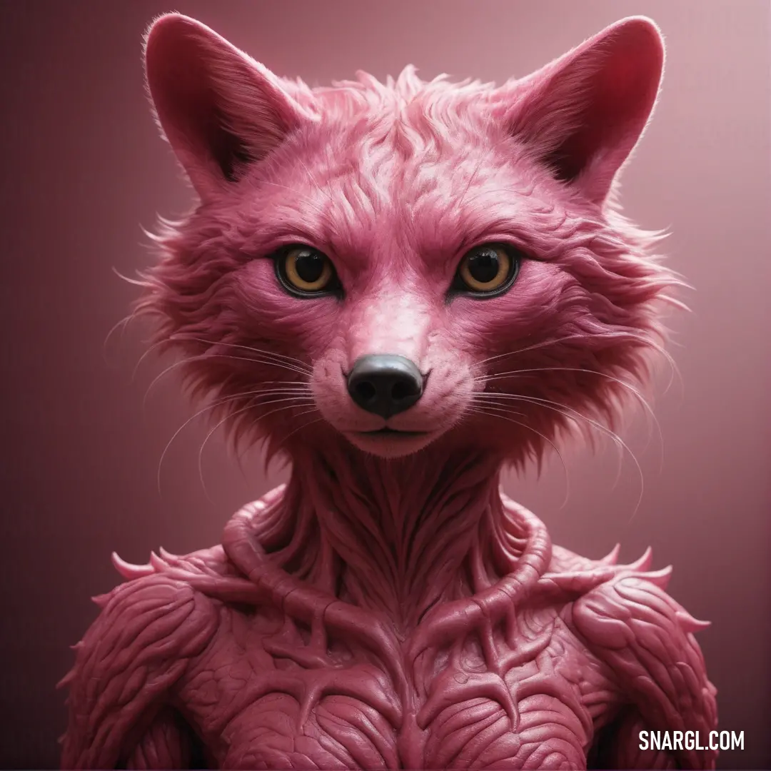 Pink creature with a weird look on its face and chest. Color RGB 150,75,87.