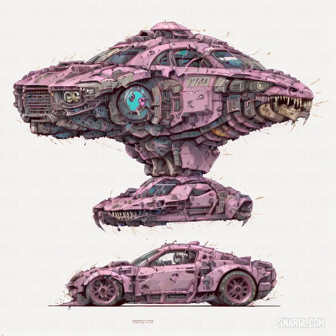 Pink car with a large body of paint on it's side. Example of RGB 243,224,227 color.