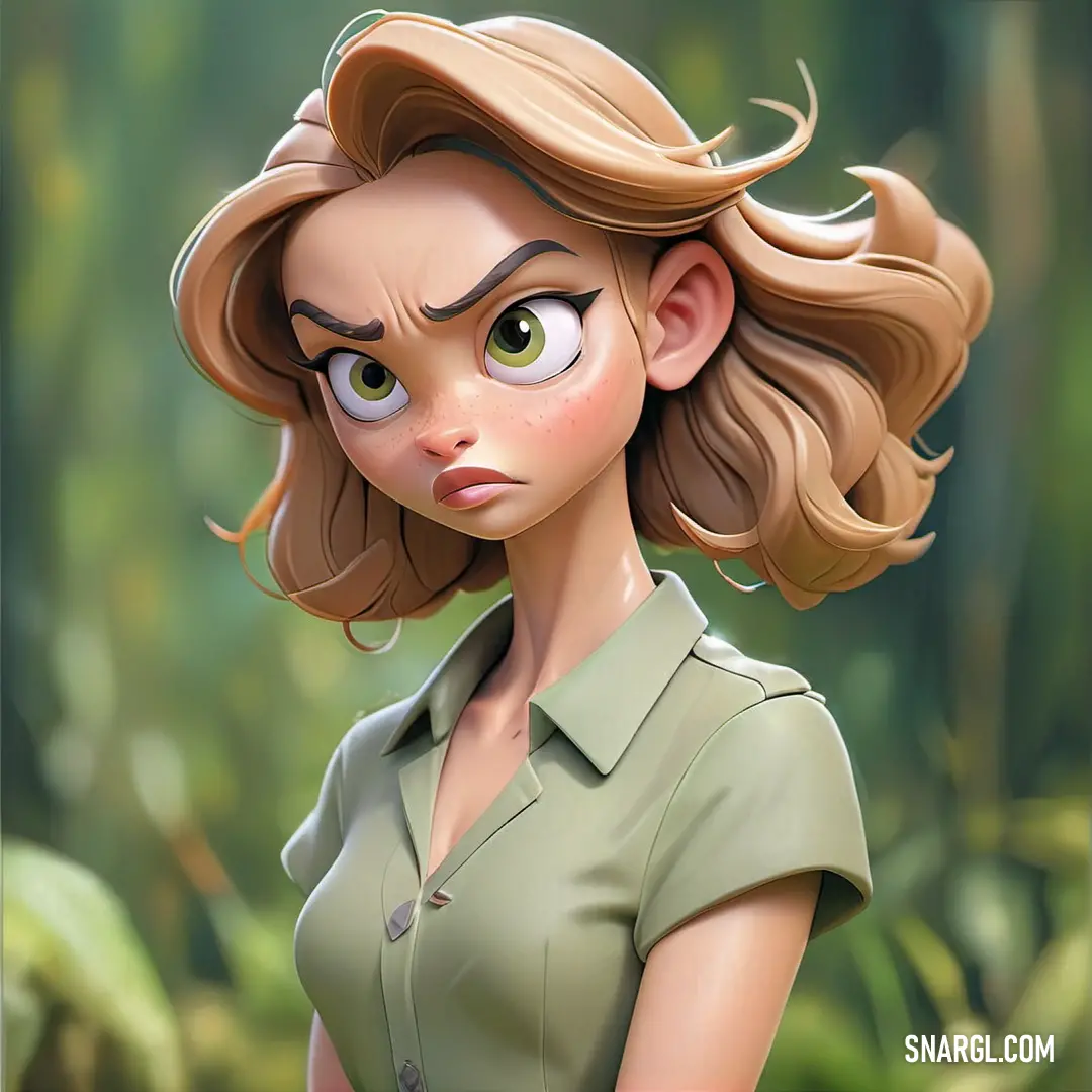 Cartoon character with a green shirt and blonde hair. Color CMYK 7,45,66,18.