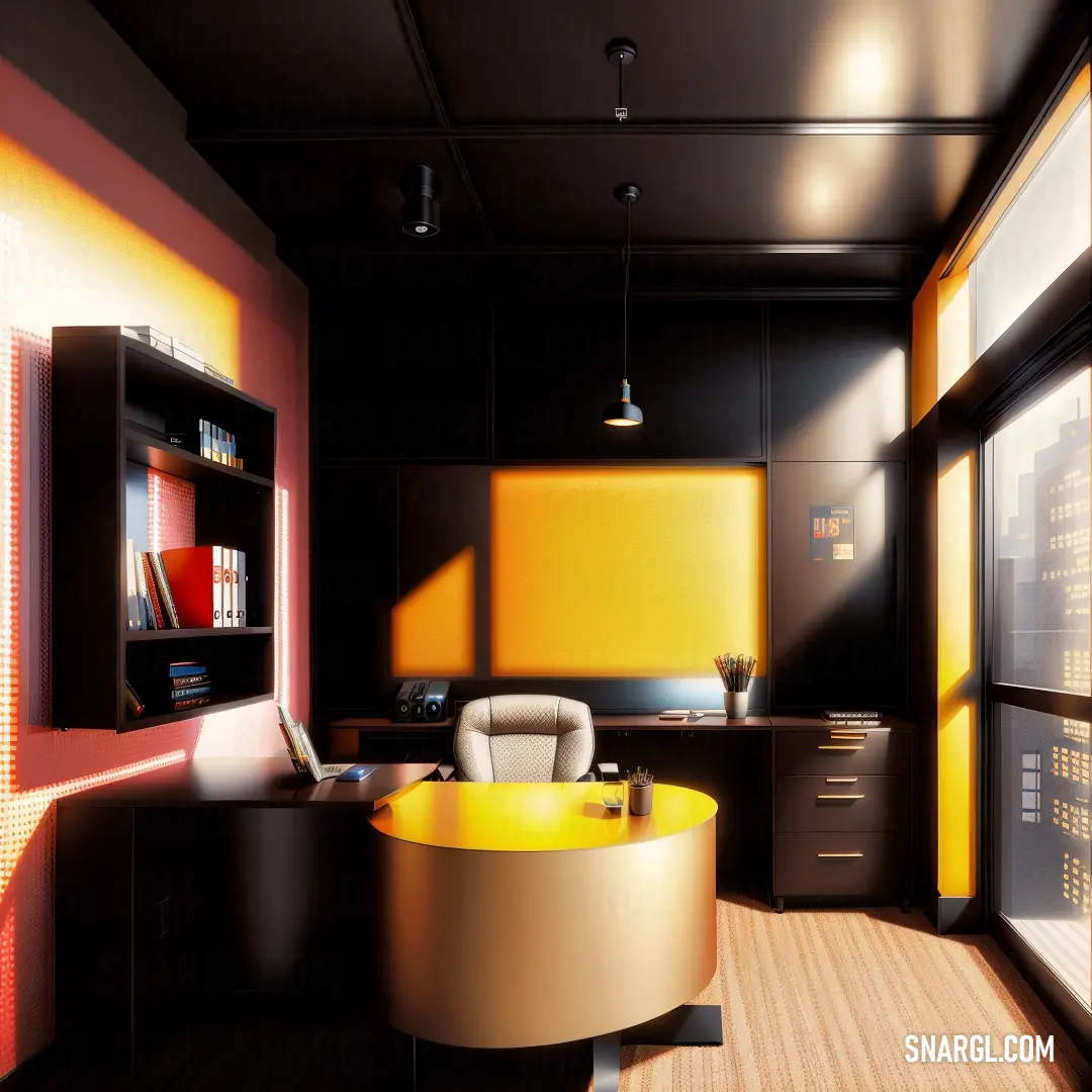 PANTONE 7409 color example: Room with a desk