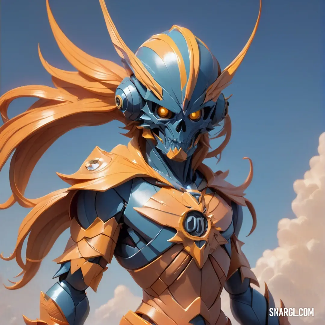 Character from the video game overwatch with a blue and yellow outfit and yellow hair and a blue and orange helmet