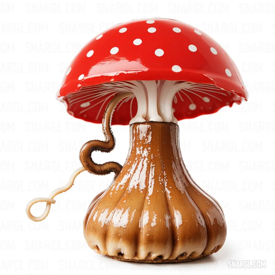 PANTONE 7626 color example: Red and white mushroom with a snake on it's tail