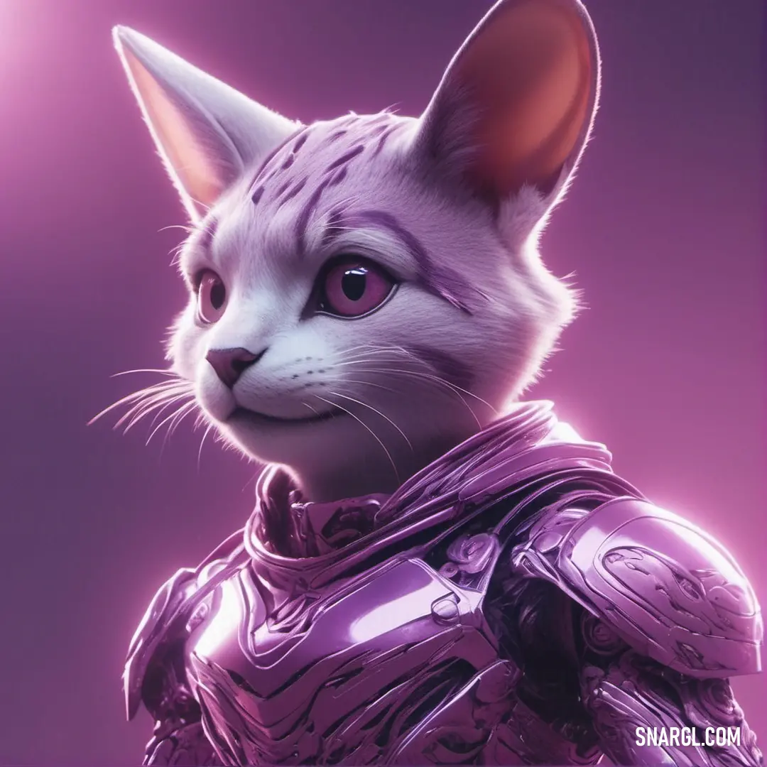 Cat in a purple suit with a purple background. Color PANTONE 7658.