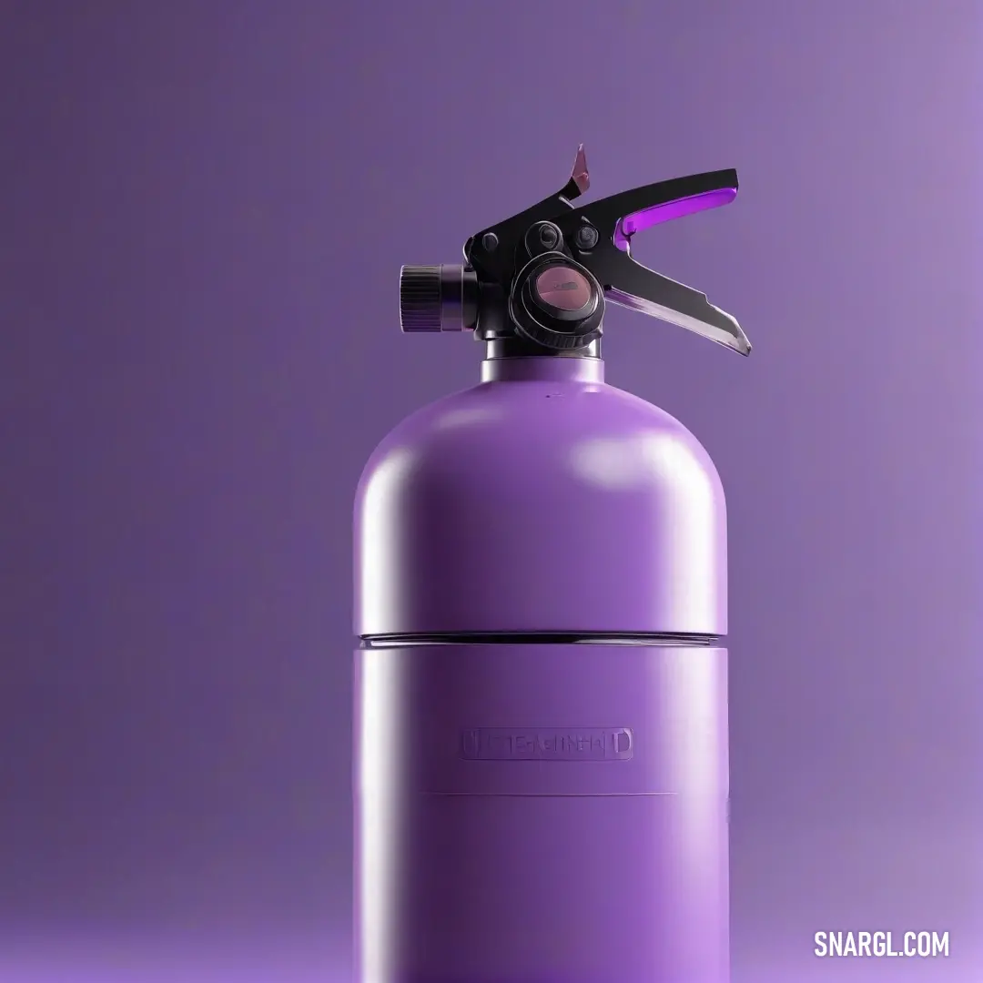 A unique purple propane tank stands proudly on a vibrant purple background, adorned with a pair of stylish scissors, together evoking a sense of creativity and functionality within an artistic context.