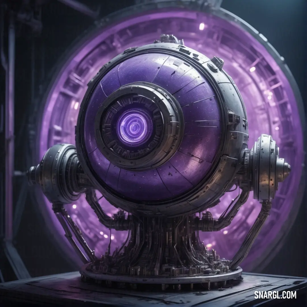 A striking purple object radiates intrigue, featuring a circular form at its center and a mesmerizing purple glow behind it. This unusual design evokes curiosity and wonder, inviting viewers to imagine its purpose.