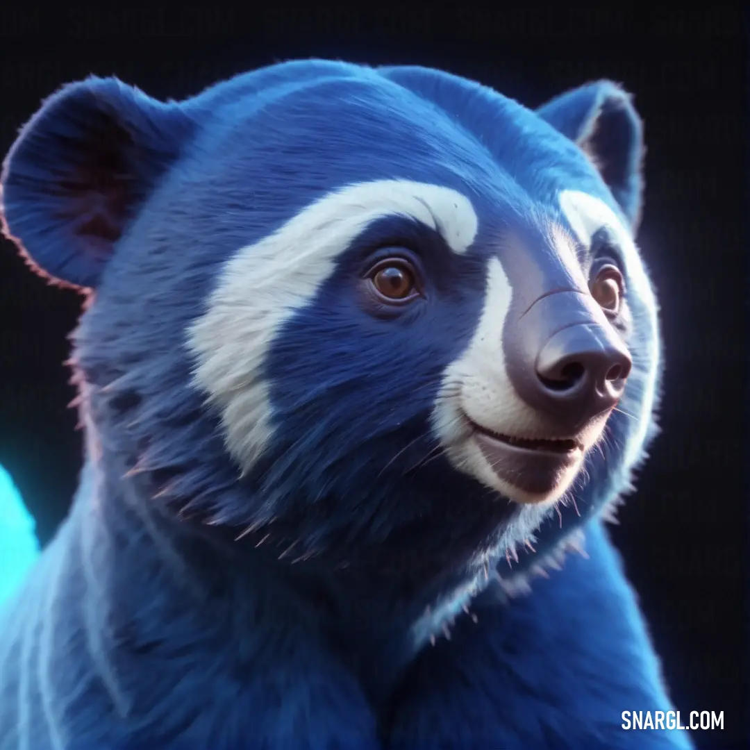 Blue and white bear with a black background. Color RGB 46,89,160.