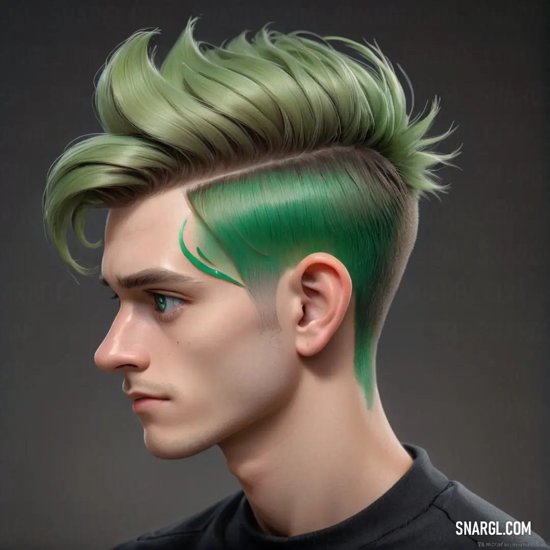 PANTONE 7727 color example: Man with a green mohawk