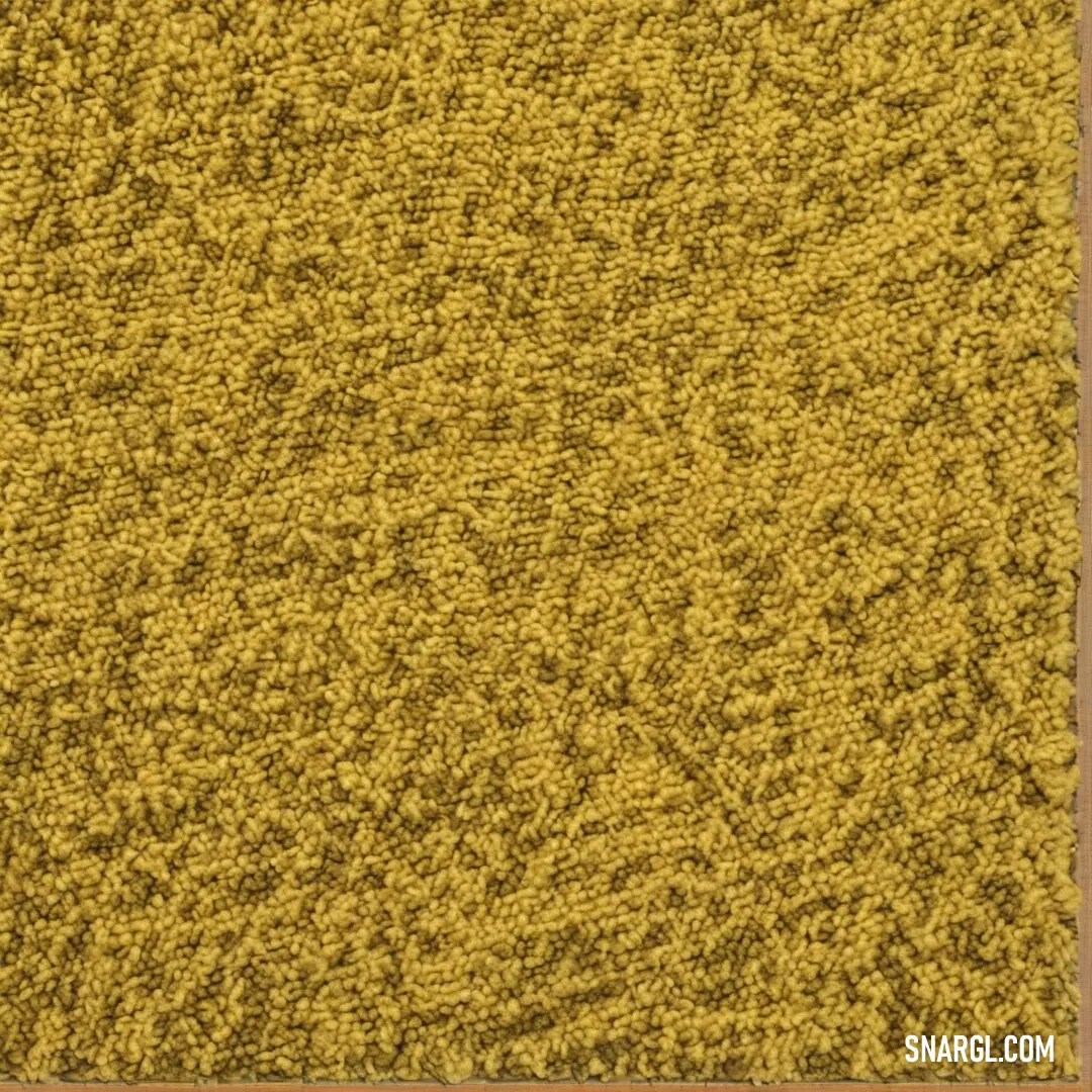 Yellow carpet with a brown border and a brown border on the bottom of it. Color PANTONE 7751.