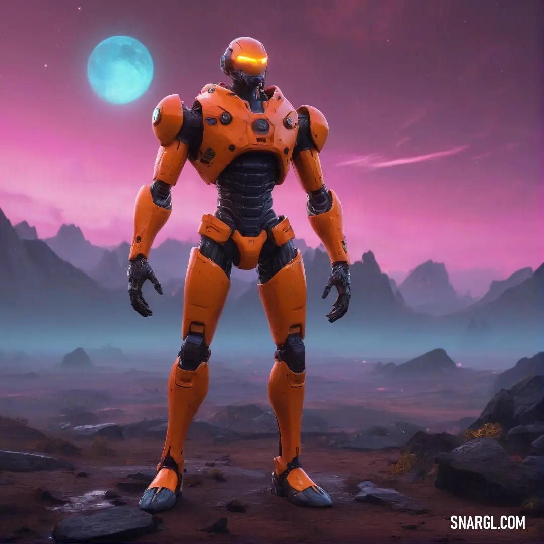 A futuristic robot stands proudly in a serene desert, its metallic form standing in stark contrast to the dreamy purple skies above, embodying a sense of adventure and innovation that captivates the essence of an extraordinary world.