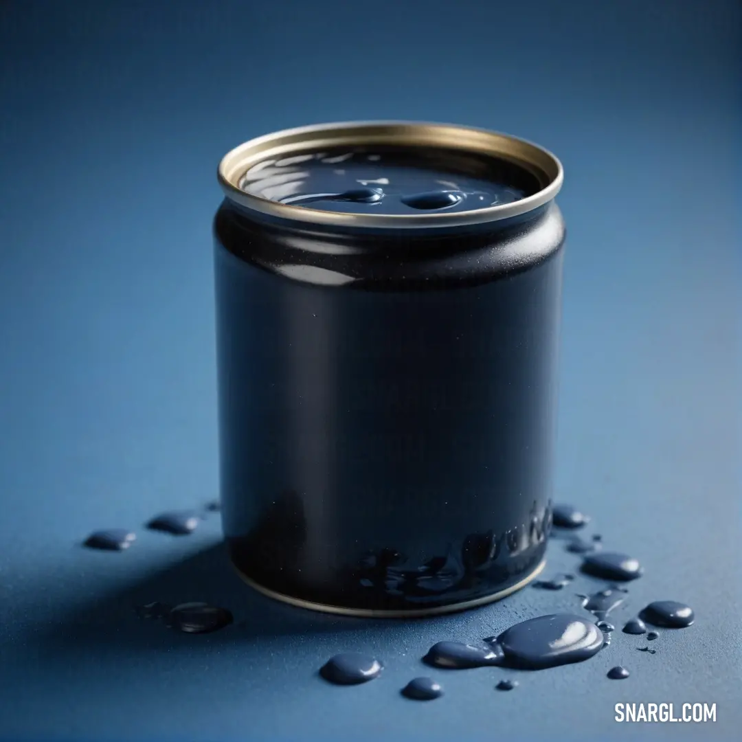 A refreshing can of soda glistens with droplets of water, resting on a striking blue surface that complements its vibrant hues. This enticing image captures a moment of refreshment, making it perfect for a warm day or a celebration.