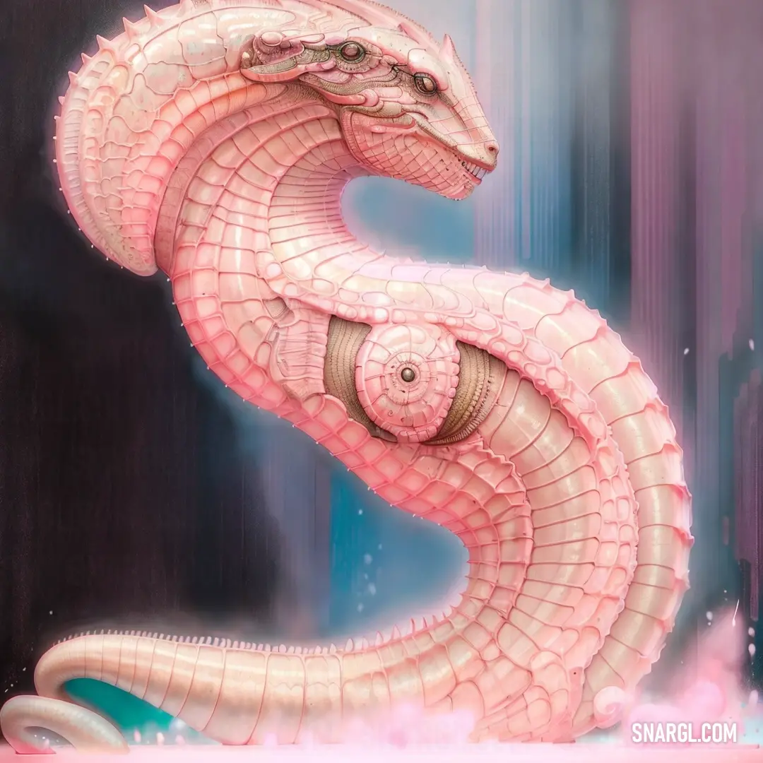 Pink snake with a ring around its neck and a pink body with a ring around its neck and a pink body with a ring around its neck