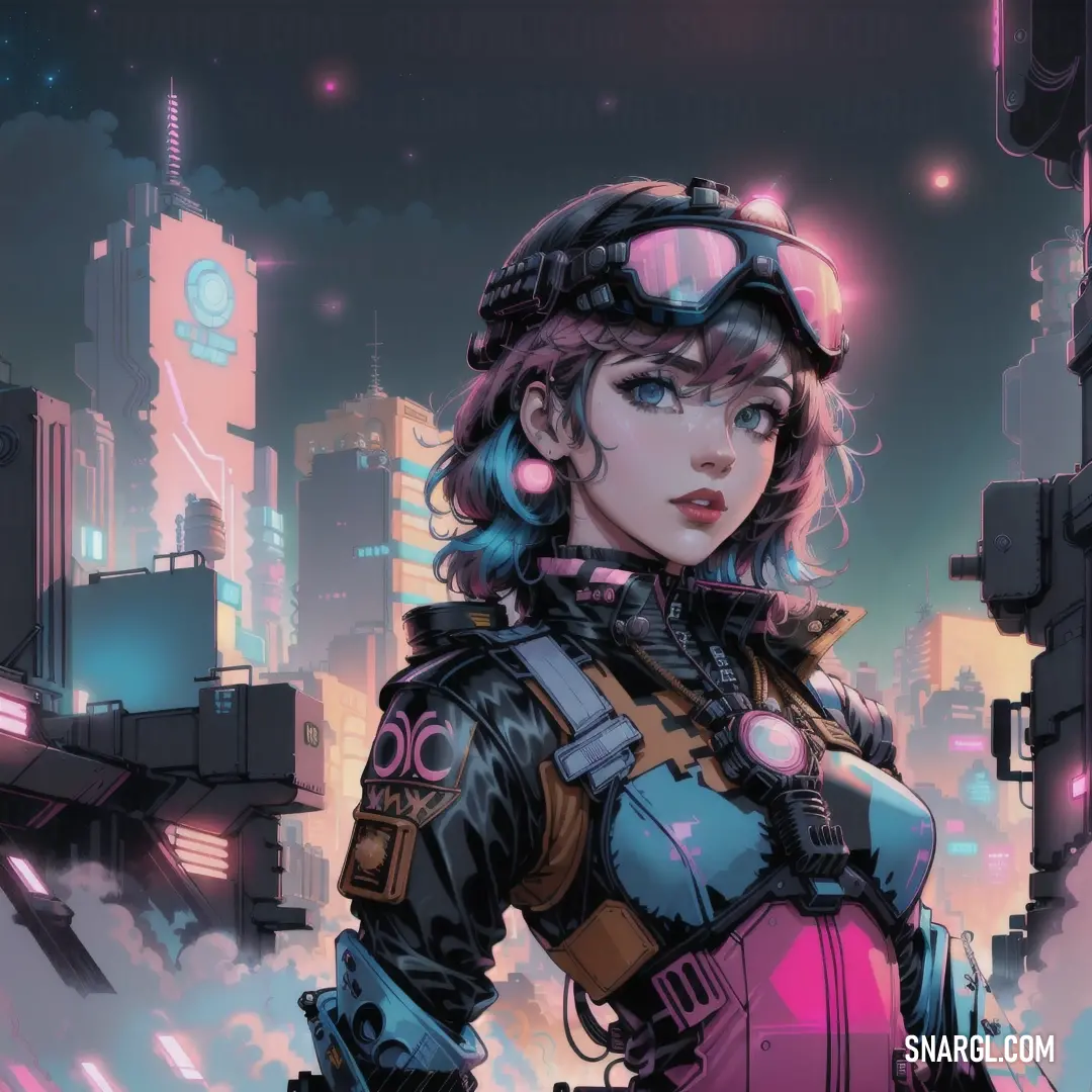 Woman in a futuristic city with a sci - fi