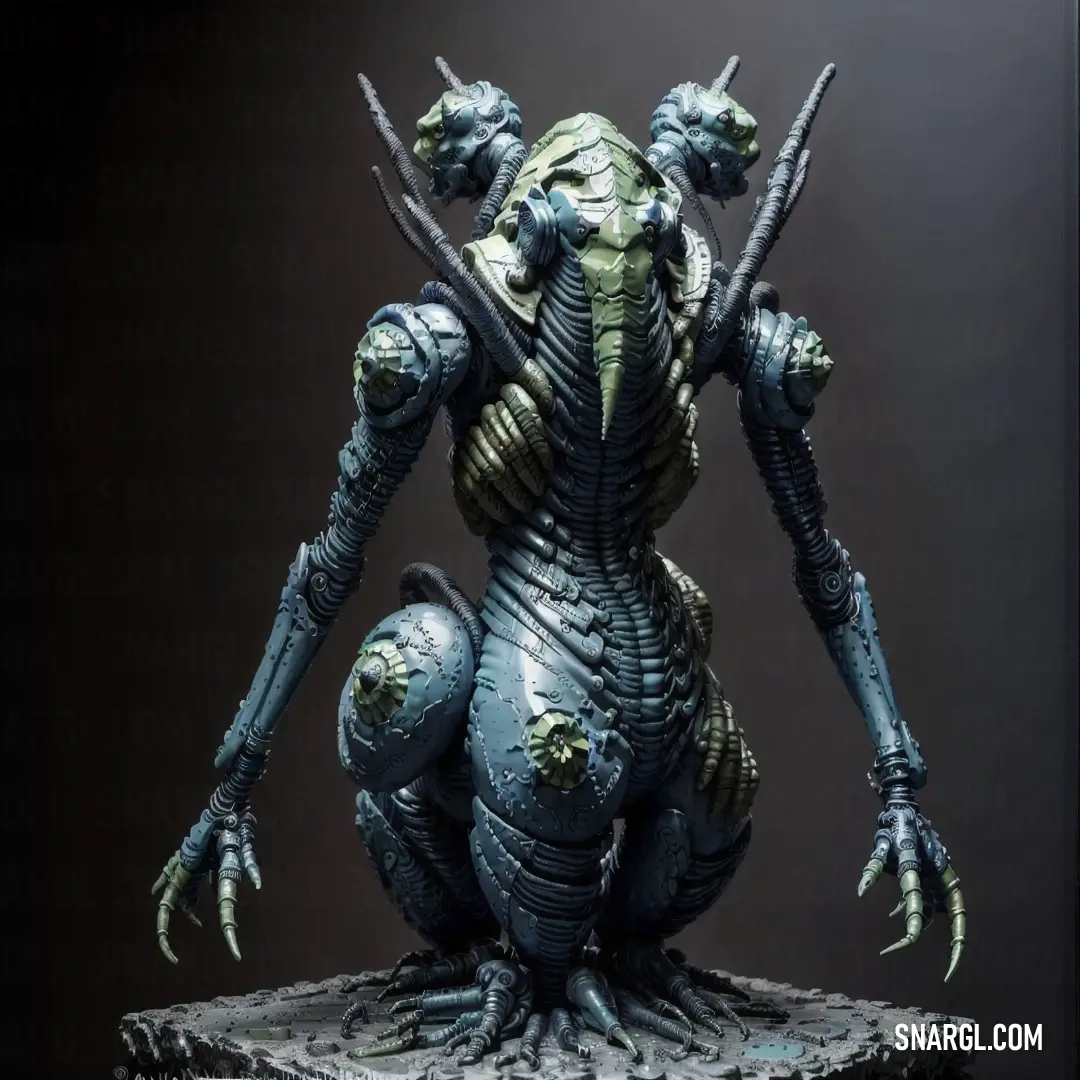 Payne grey color example: Statue of a creature with two arms and legs