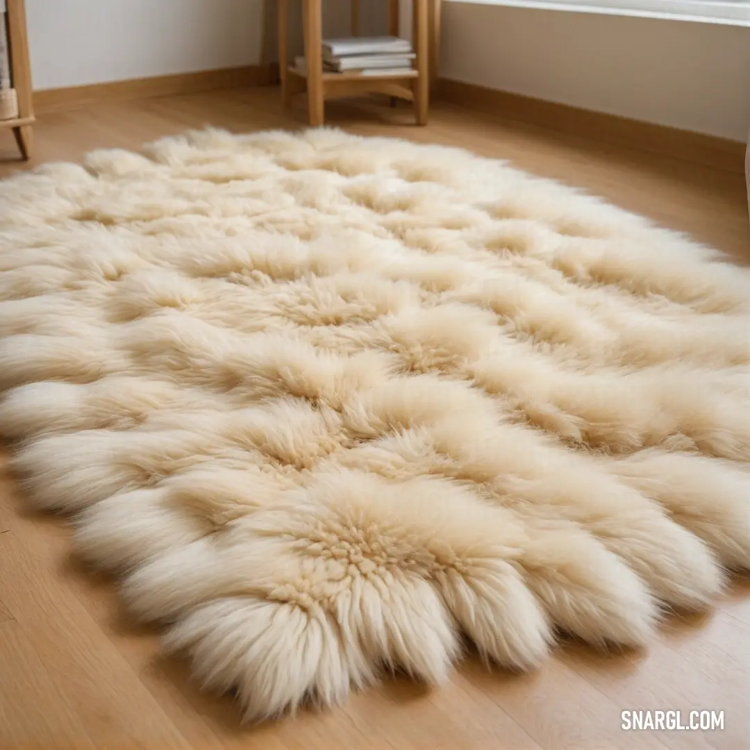 A plush white rug featuring a luxurious long pile, set in a sunlit room adorned with a soft chair and an inviting window that invites natural light, showcasing cozy living at its finest.