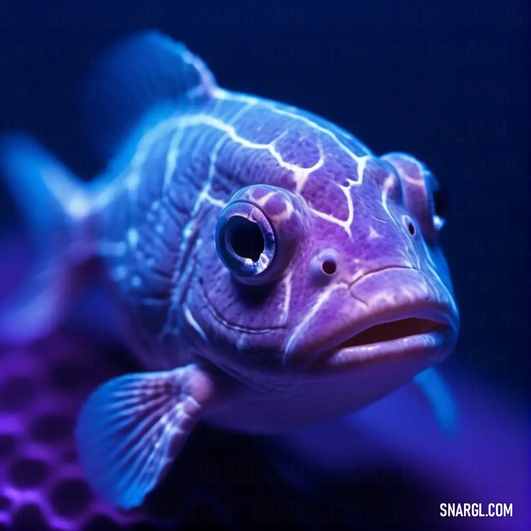 Fish with a blue and purple background. Example of Persian blue color.