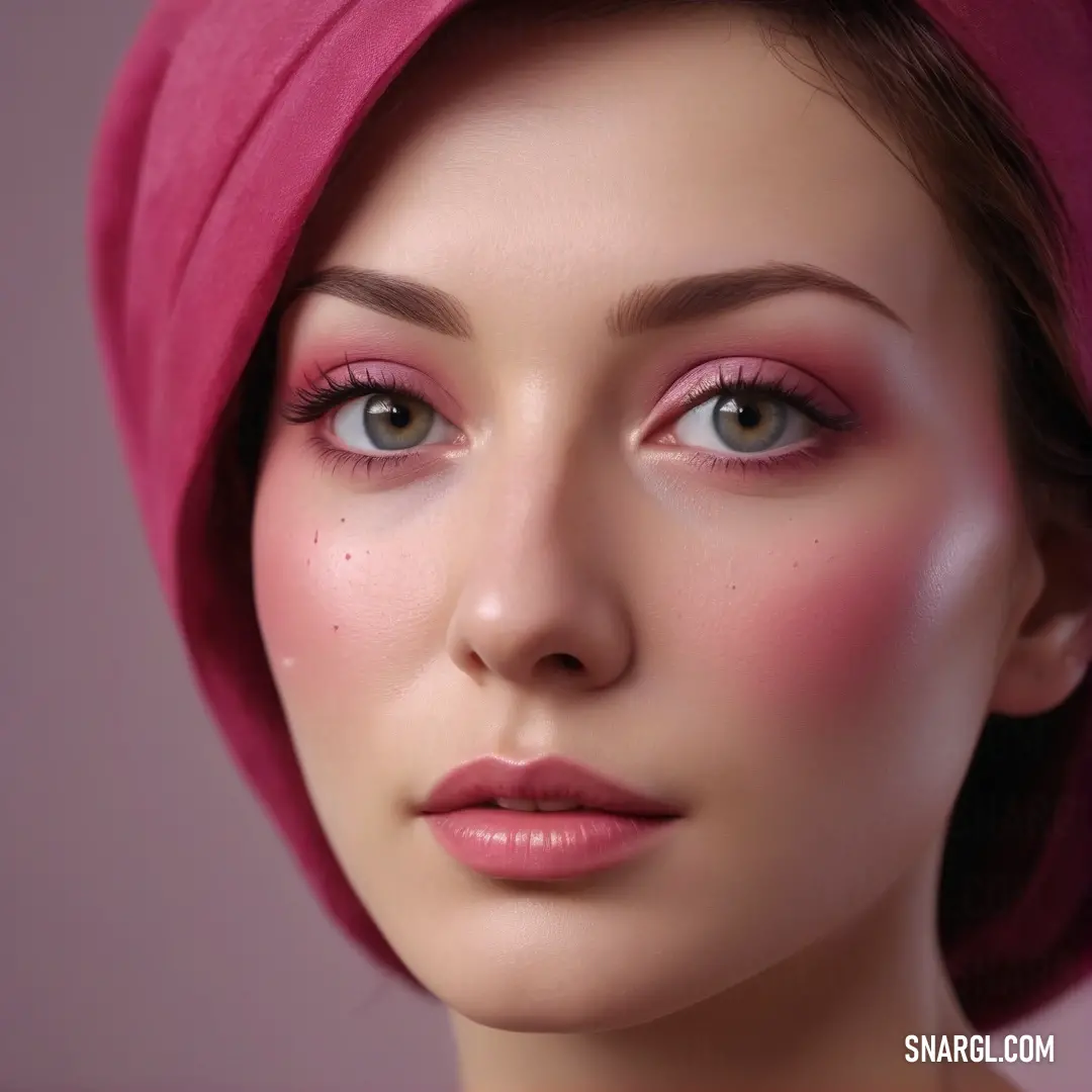 A woman with a pink headscarf and matching pink turban stands confidently, her gaze forward as the soft light highlights her serene expression. The warm tones of Persian orange add to the richness of the scene, creating a peaceful yet vibrant atmosphere.