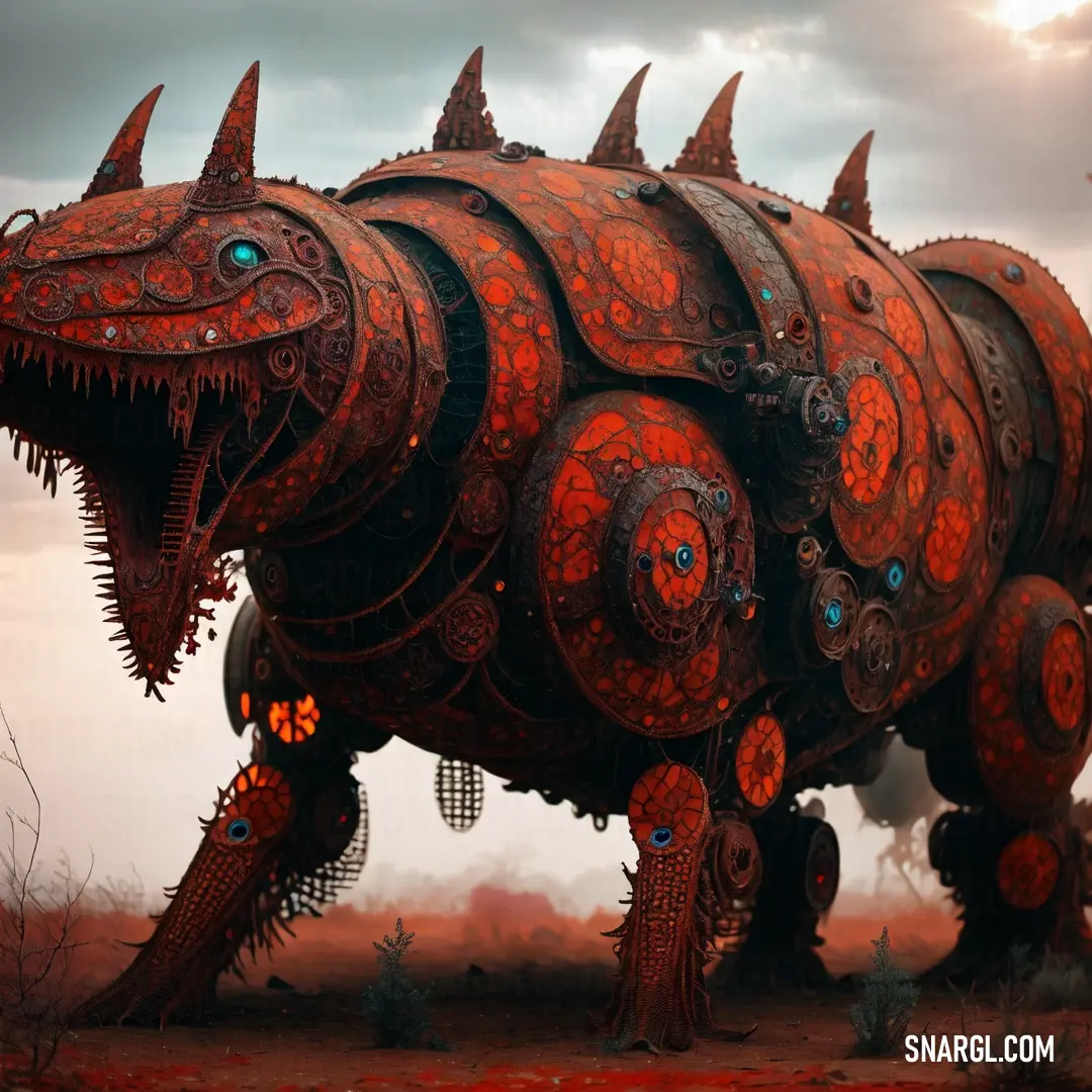 Giant robot like creature with spikes and spikes on its head and legs