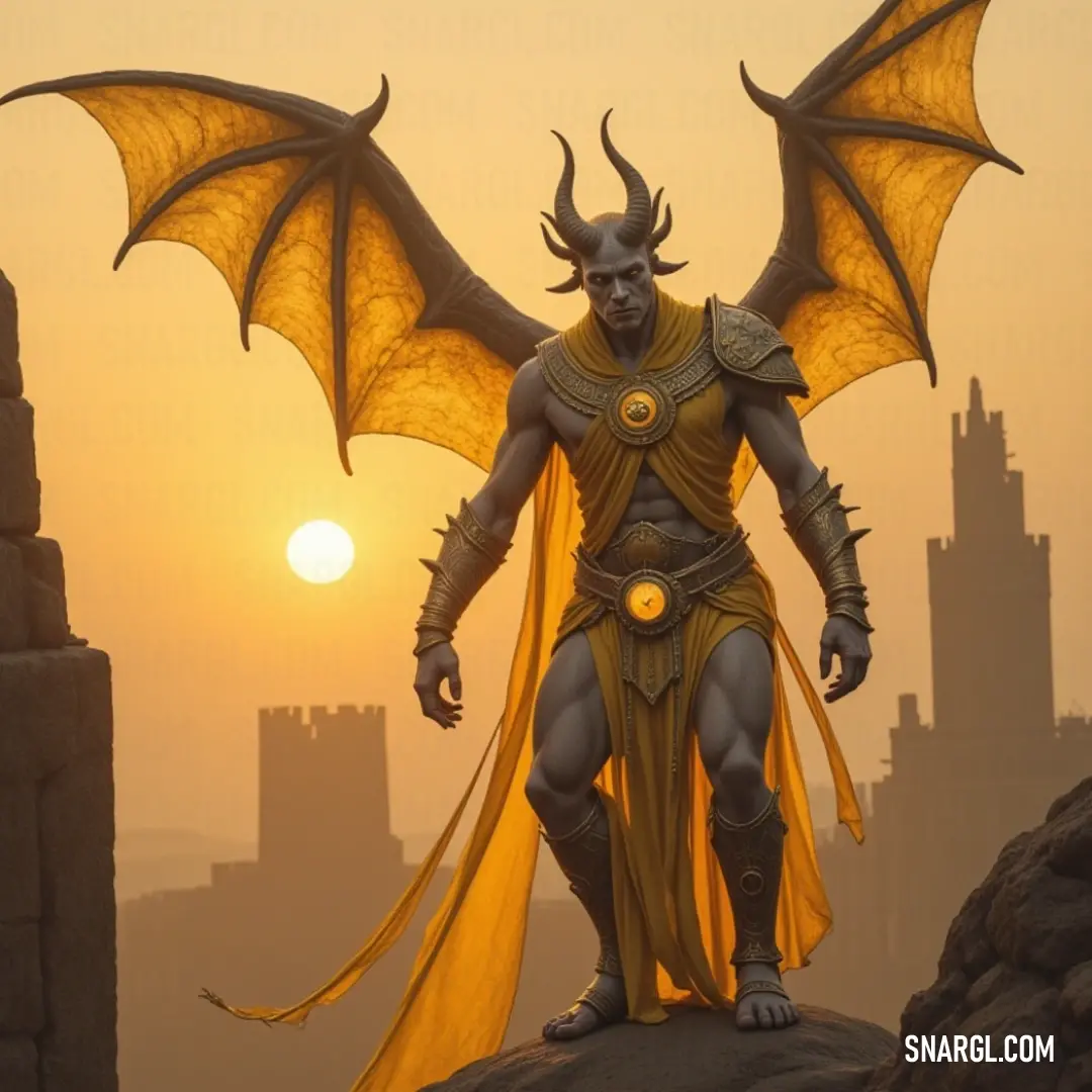 The impressive Pillar Sentinel, cloaked in an eye-catching yellow, serves as a steadfast guardian against the backdrop of the waning light, embodying strength and resolve. A tall Pillar Sentinel adorned with a vivid yellow cape towers over the landscape. His striking appearance, with a matching yellow hood, stands as a beacon of hope against the twilight sky, representing unwavering strength and vigilance.