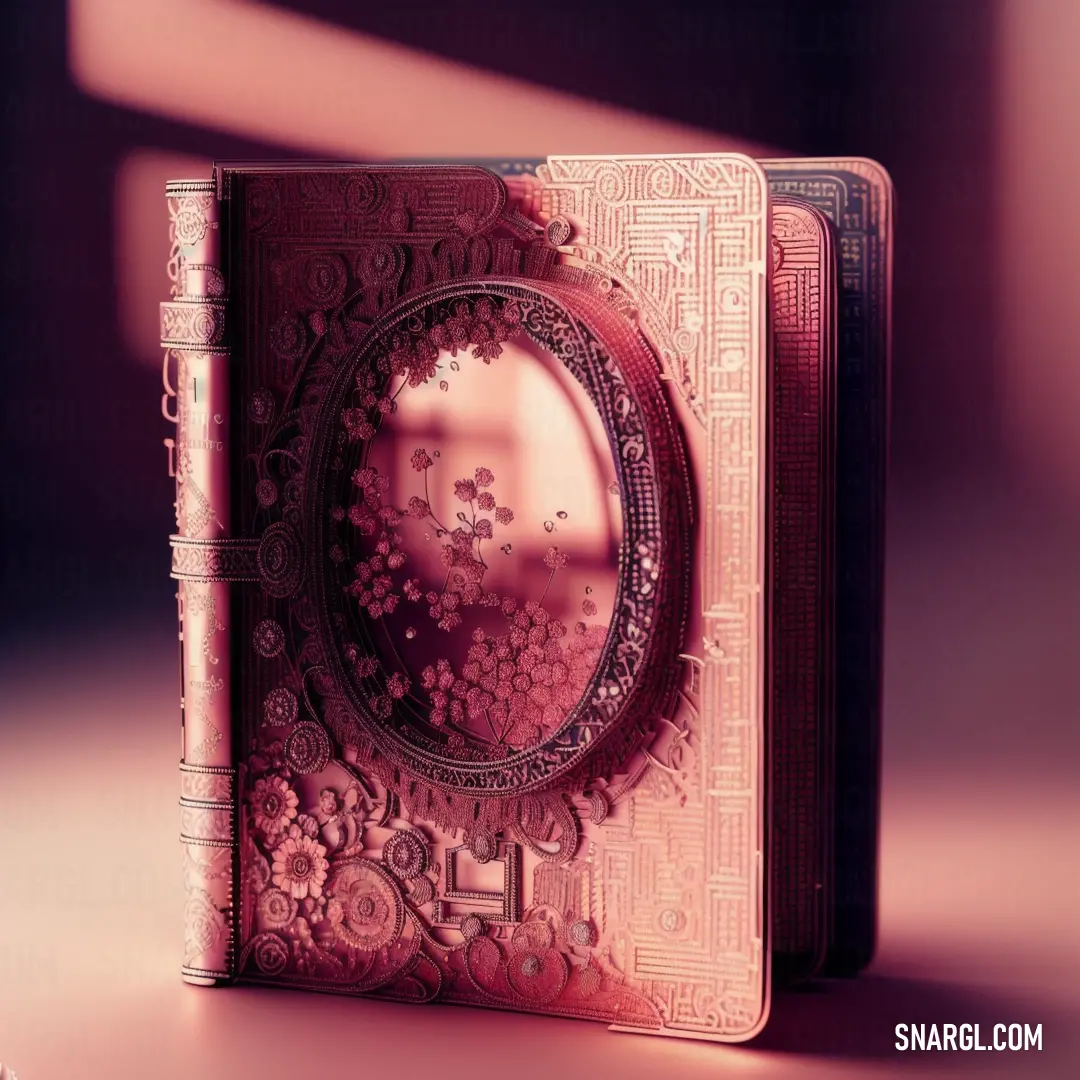 Book with a picture of a mirror on it's cover and a window in the background with a light coming through