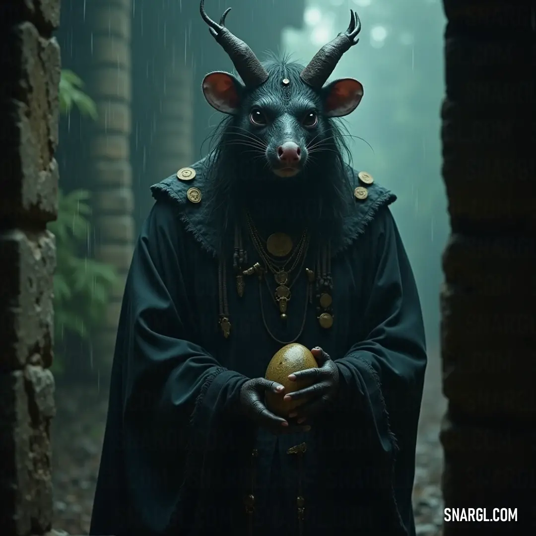 The Plague Monk Chief, in a mysterious horned mask, stands among ancient trees, grasping a glowing orb that pulses with enchanting magic, a guardian of hidden secrets. The Plague Monk Chief, shrouded in a uniquely horned mask, grasps a glowing orb, surrounded by a mystical forest where twisted trees whisper secrets of ancient realms and hidden magic.