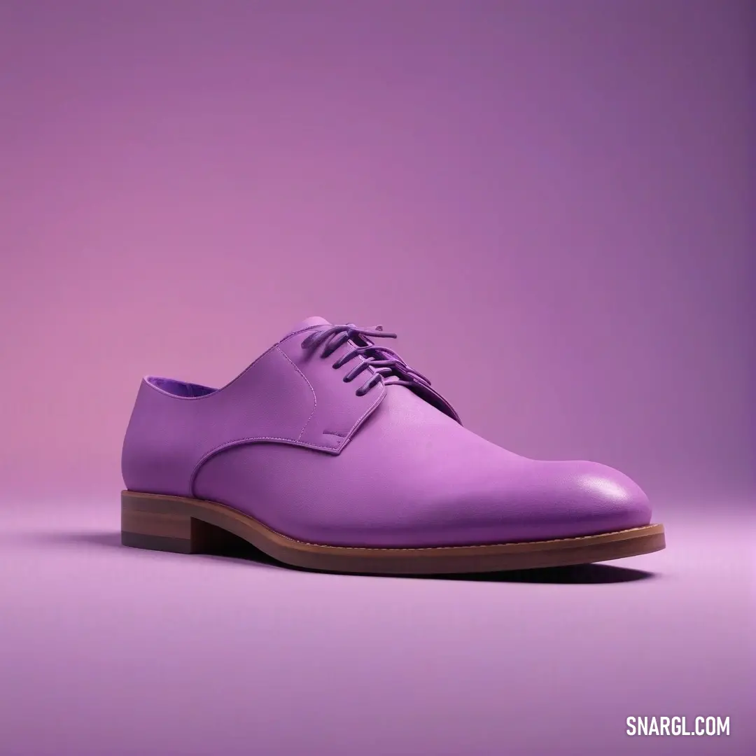 Plum color. Purple shoe with a wooden sole on a purple background