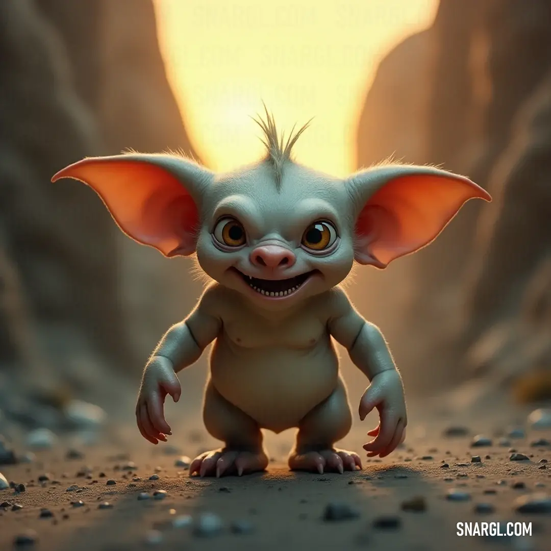 A captivating pop creature with large ears and shimmering eyes, striking a proud pose in a cave lit by the enchanting glow of a sunset, radiating a harmonious blend of curiosity and adventure. A captivating pop creature with oversized ears and sparkling eyes, standing proudly in a cave illuminated by the soft glow of a sunset, embodying the allure of nature and a sense of adventure in this magical setting.