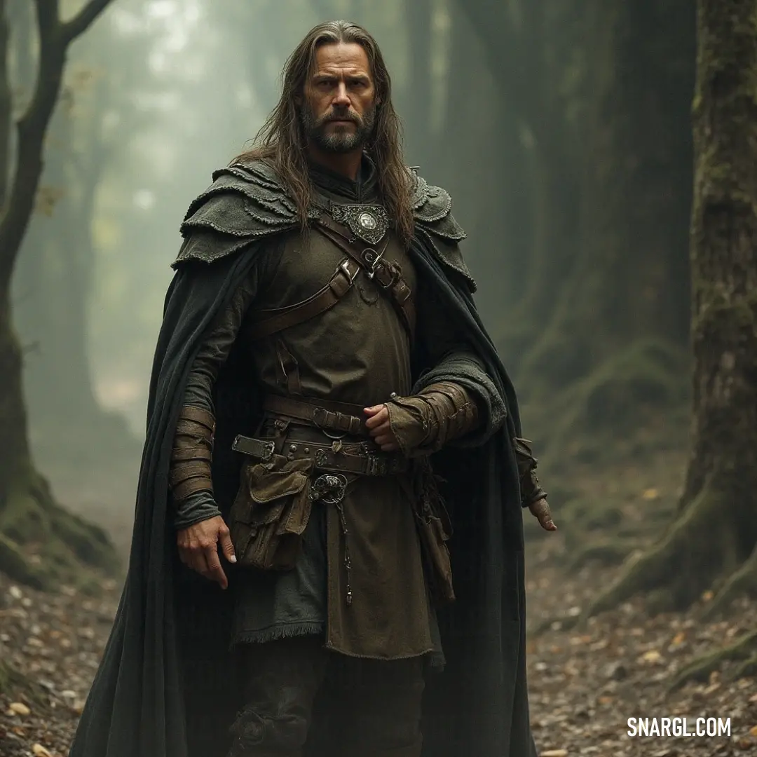 In a vibrant forest, a sage-like figure dressed in a luxurious cape and cloak seems to merge with nature itself, radiating wisdom while exploring the depths of his magical domain. A wise and weathered character roams a mystical forest, donning an elaborate outfit complete with a flowing cape and a ceremonial cloak, blending seamlessly into the enchanted surroundings.