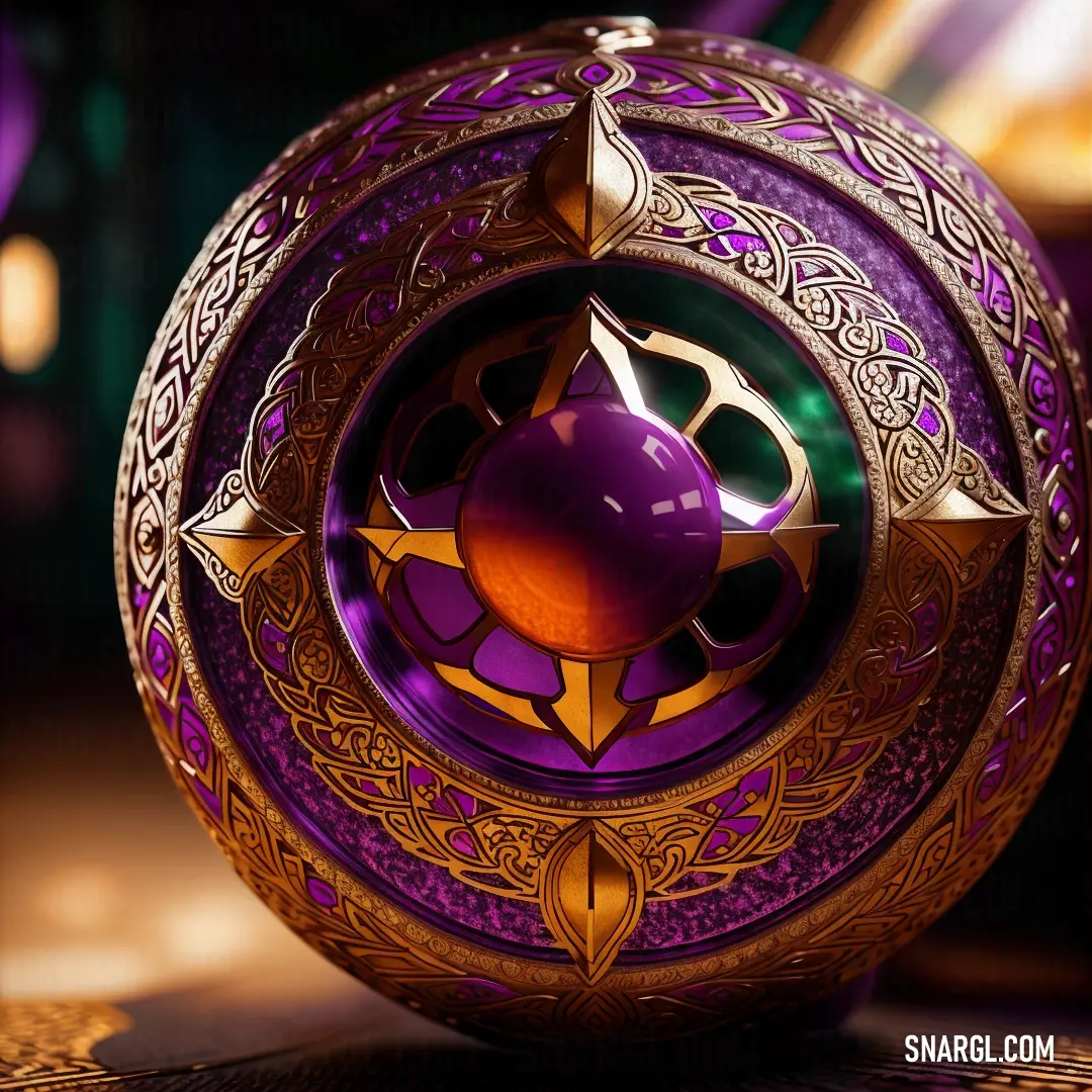 Purple and gold object with a star on top of it's top and a purple. Example of #800080 color.