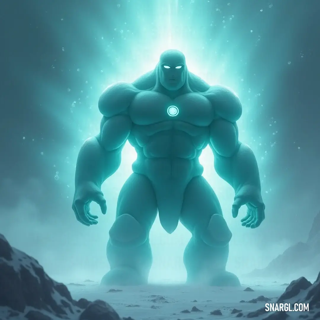 Heroic figure standing resilient in a snowy field, illuminated by a powerful light in a winter wonderland. A heroic figure stands resilient in the heart of a frosty landscape, surrounded by a blanket of snow, as a brilliant light shines down, illuminating its features and casting an aura of courage and determination amidst the chill.