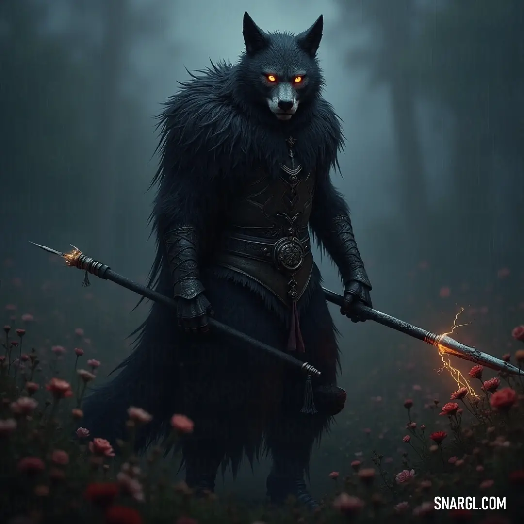 Ragnar, with sword in hand, stands in a peaceful field of flowers, a striking figure of strength amidst the natural beauty of the landscape. Ragnar, holding a sword, stands in the midst of a vibrant field of flowers. The serene beauty of the blooming flowers contrasts with his fierce expression and the powerful sword in his hand, creating a scene of calm and strength.