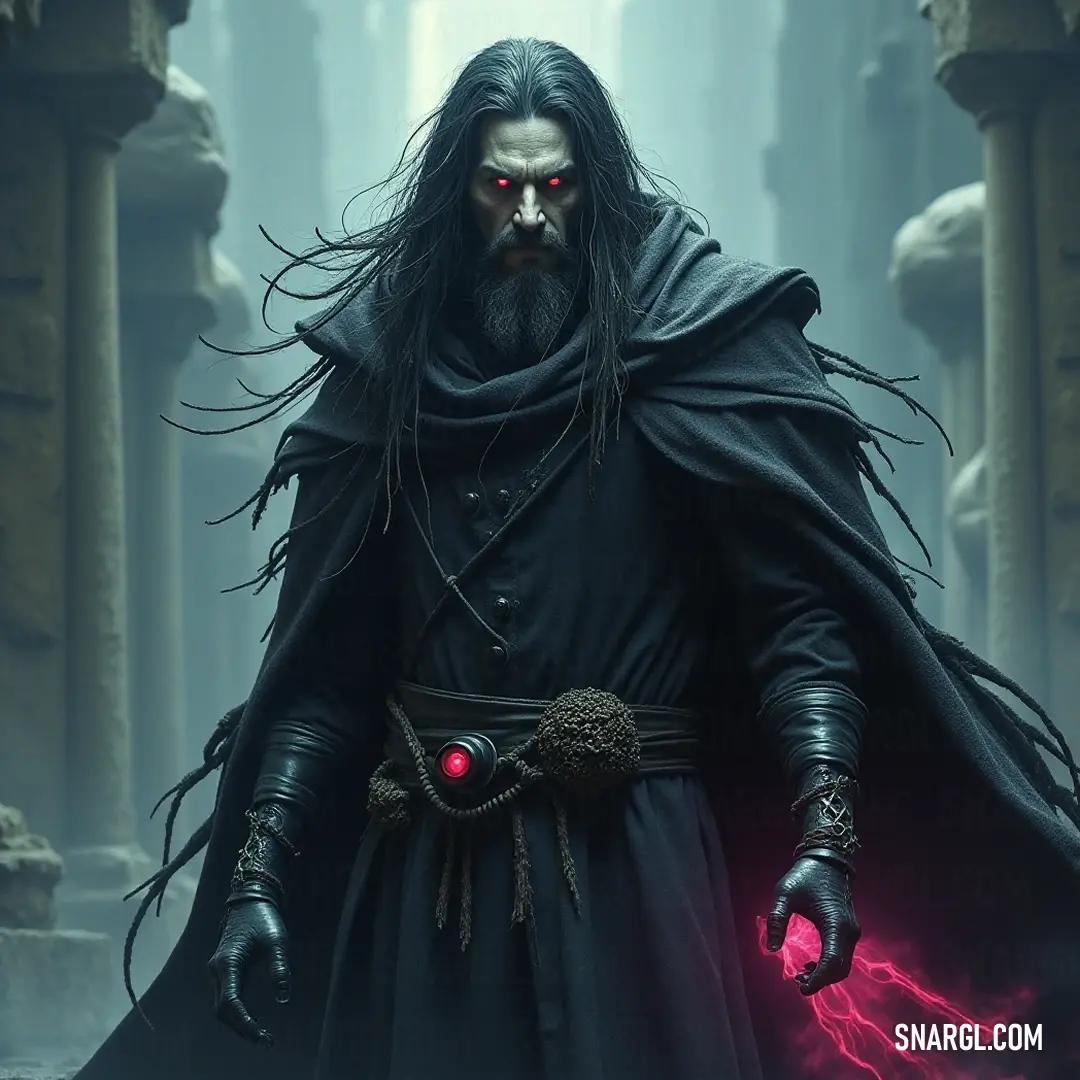 In a dimly lit alley, a figure with glowing red eyes and a long black coat emanates a sense of mystery, capturing the allure of fantastical adventures in shadowy realms. A mysterious figure with piercing red eyes cloaked in a long dark coat stands in a shadowy alley, embodying intrigue and an aura of magic amidst the darkened surroundings.