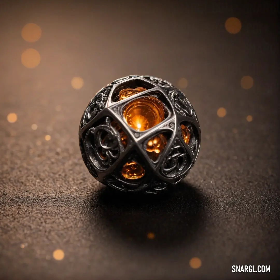 A mesmerizing portrayal of a black and gold object displayed on a table, set against a softly blurred background. The striking contrast of colors evokes sophistication, inviting the viewer to appreciate the refined details of this captivating composition.