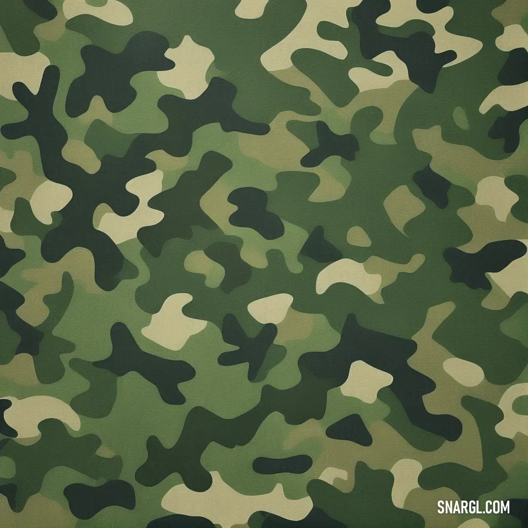 Green camouflage wallpaper with black spots on it's edges and a white border on the top. Color #8AA25C.