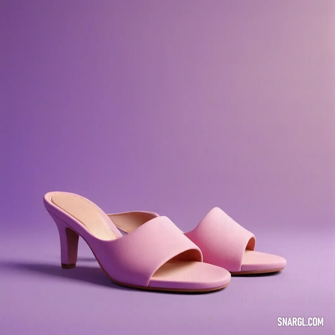 Pair of pink shoes on a purple background. Color #EAA4D0.