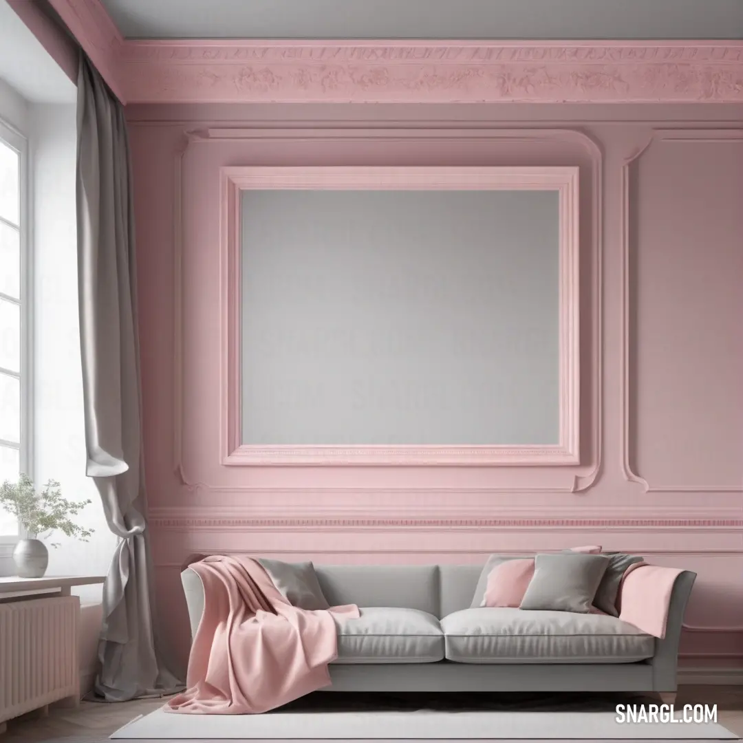 A cozy living room setup adorned with a comfortable couch and an elegant mirror hanging above it. The warm tones complement each other, creating a relaxing oasis that invites moments of respite and enjoyment.