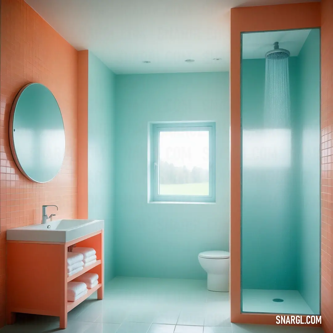 RAL 730-5 color example: Bathroom with a toilet, sink