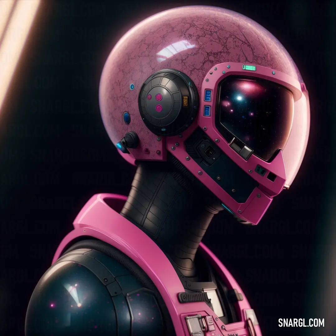 Pink helmet and a pink helmet on a black background. Color #E25098.