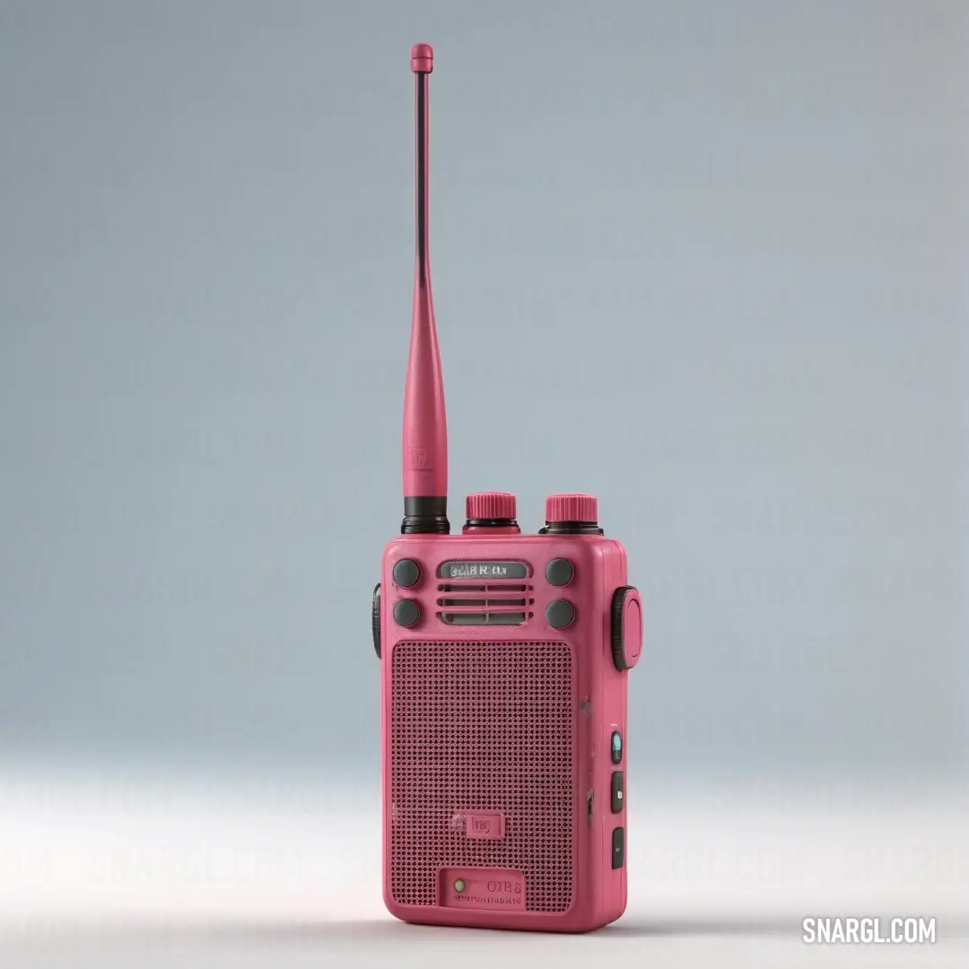 Raspberry pink color example: Pink radio with a pink antenna on top of it's headphones and a pink cord on the side