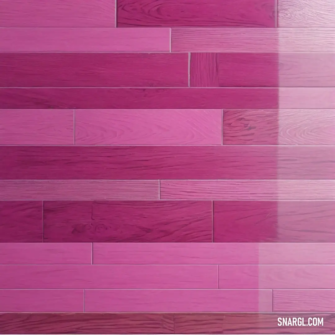 Pink wall with a wooden floor and a red wall in the background. Example of CMYK 0,65,33,11 color.