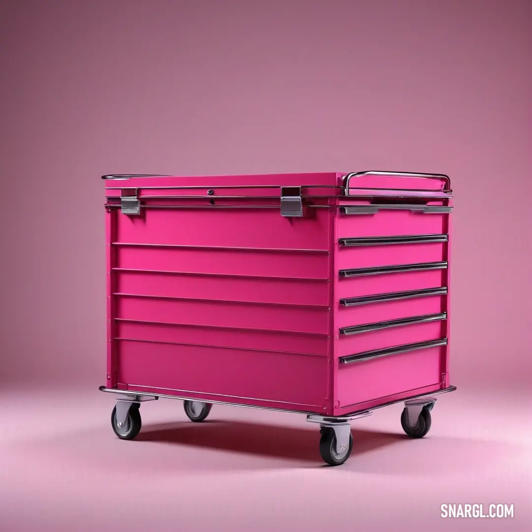 A charming pink toolbox featuring a practical handle, set against a pastel pink background, is an ideal companion for any DIY project, epitomizing both utility and style.