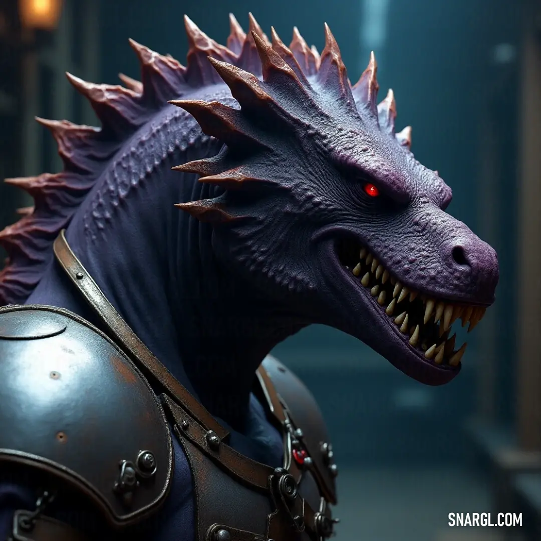 A detailed statue of a Razorback with glowing red eyes and a warlike helmet, capturing its fierce and commanding presence in a striking close-up. A close-up of a fearsome Razorback statue with piercing red eyes and a helmet adorned with intricate details. The creature’s expression is fierce, exuding a powerful, almost mythical presence.