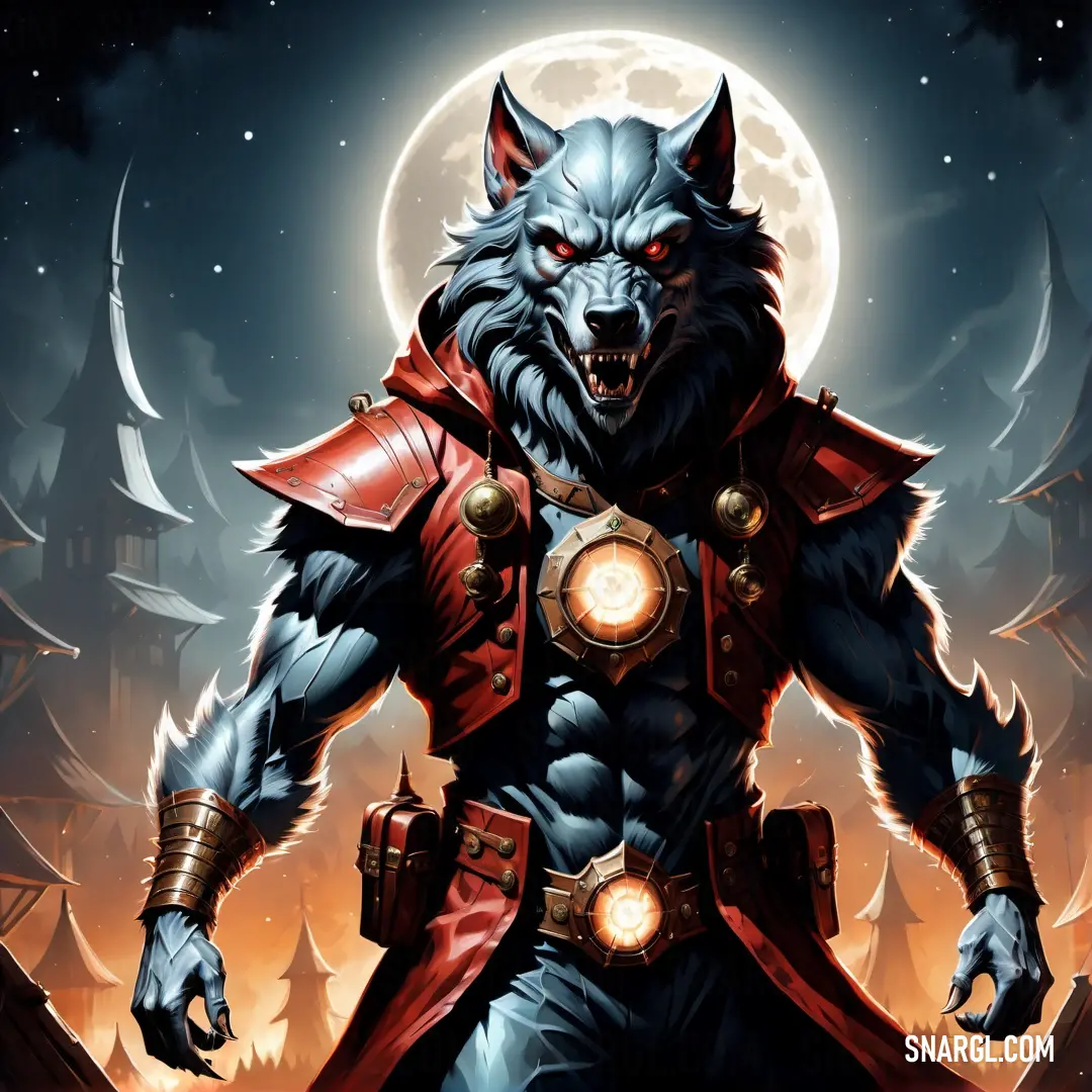 Red brown color example: Wolf with a red cape and a red cape on his head