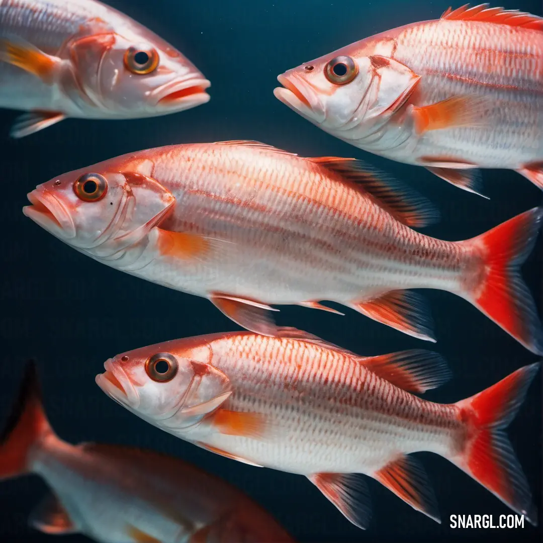 Group of fish swimming in a tank together in the water