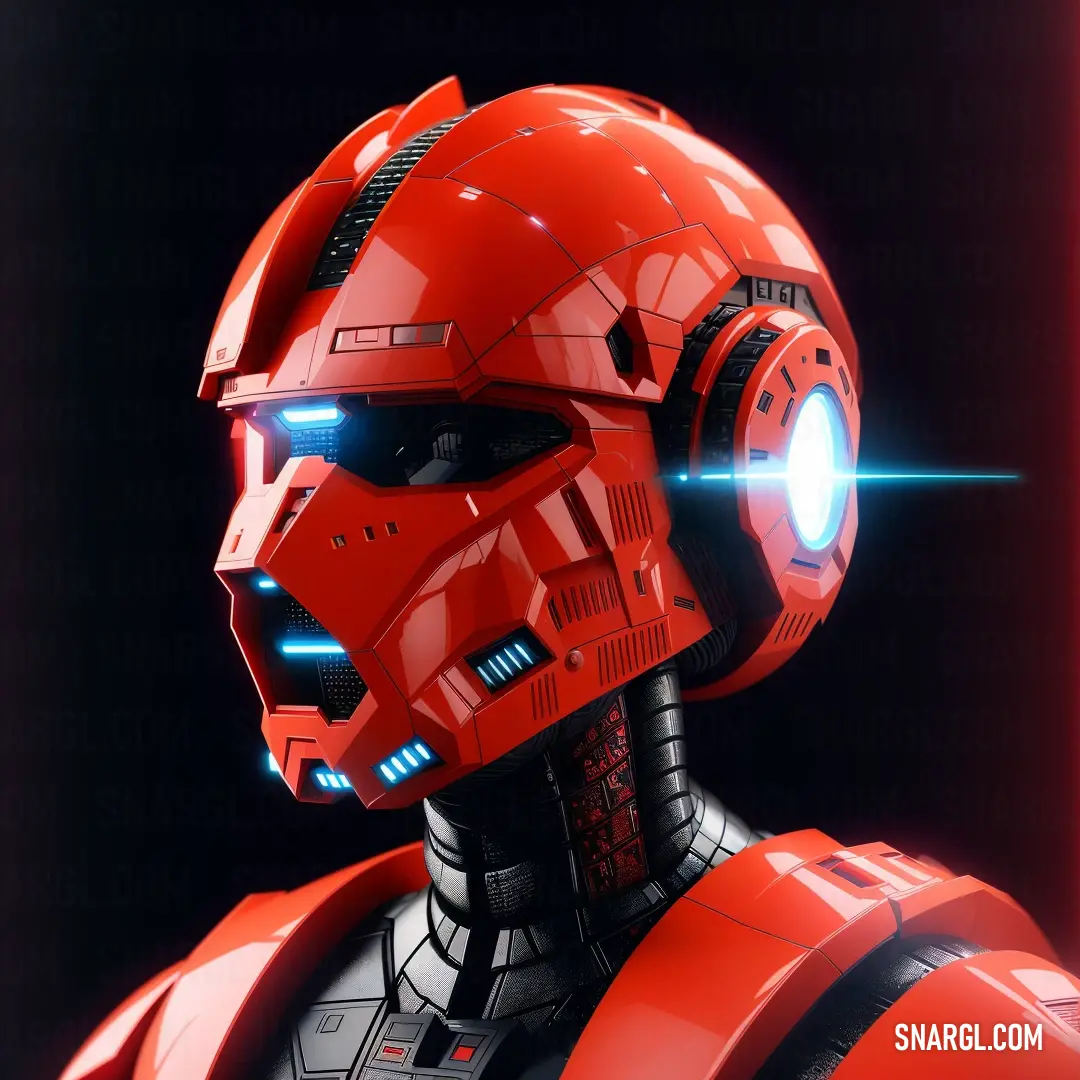 Red robot with a red light on his face