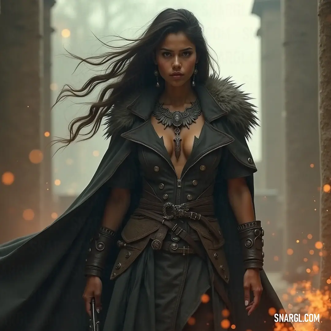 A powerful warrior woman in a dazzling red costume holds her sword confidently, ready to face her adversaries against a dramatic landscape. A fierce warrior woman clad in vibrant red armor, brandishing a gleaming sword, stands poised for battle amidst an epic backdrop, exuding strength and determination.