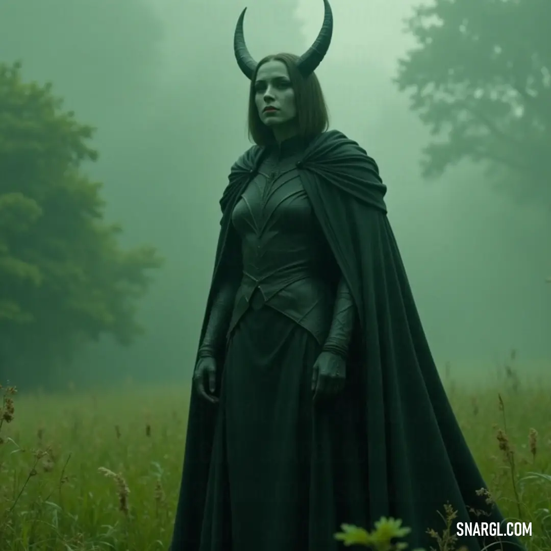 Rhaalraen Nightshade: Enigmatic figure in green, embracing nature's beauty. Rhaalraen Nightshade captivates in a vibrant green dress with a flowing cape, standing gracefully in a sunlit field, as a serene backdrop of elegant trees whispers secrets of nature's beauty.