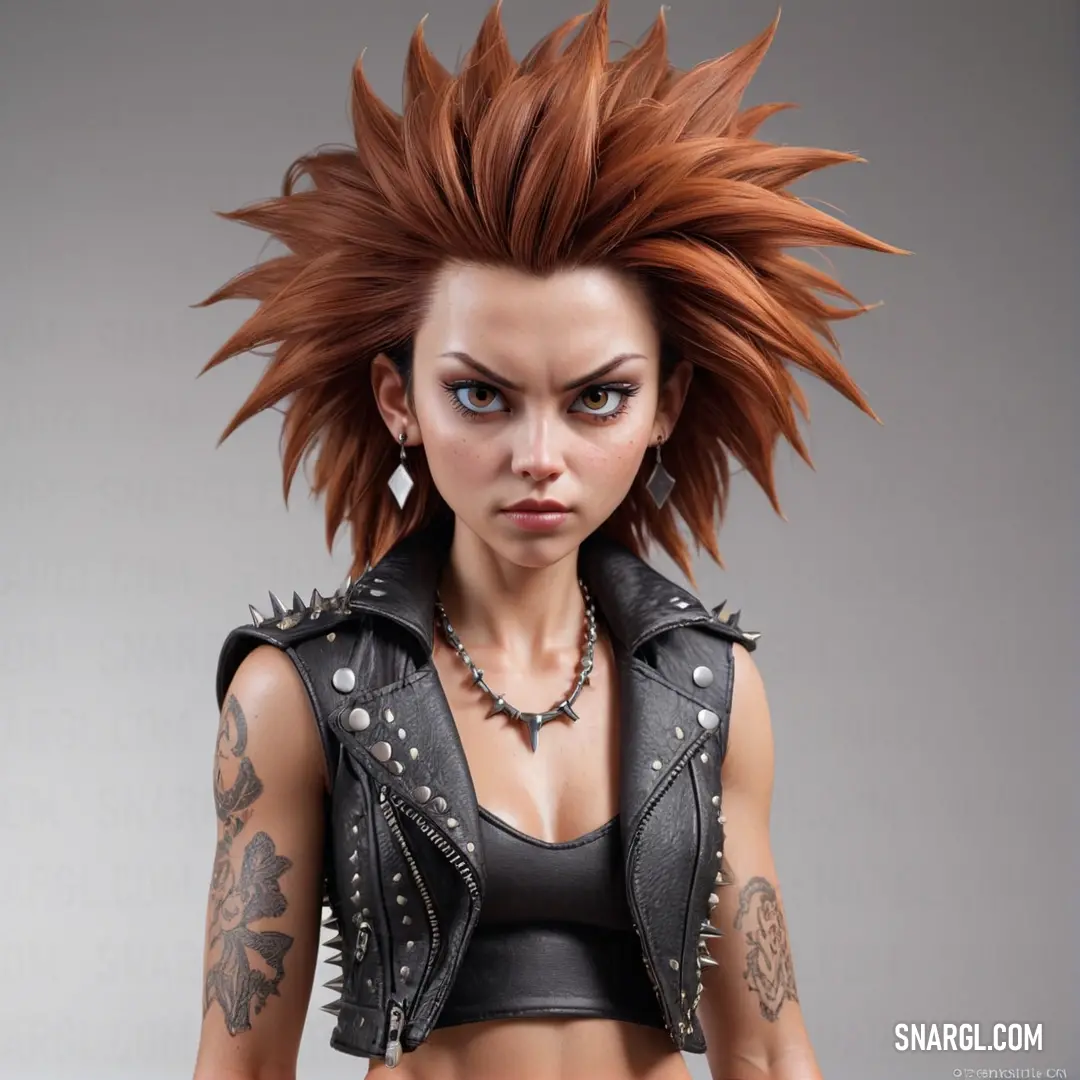 Woman with a punk punk hair and piercings on her head