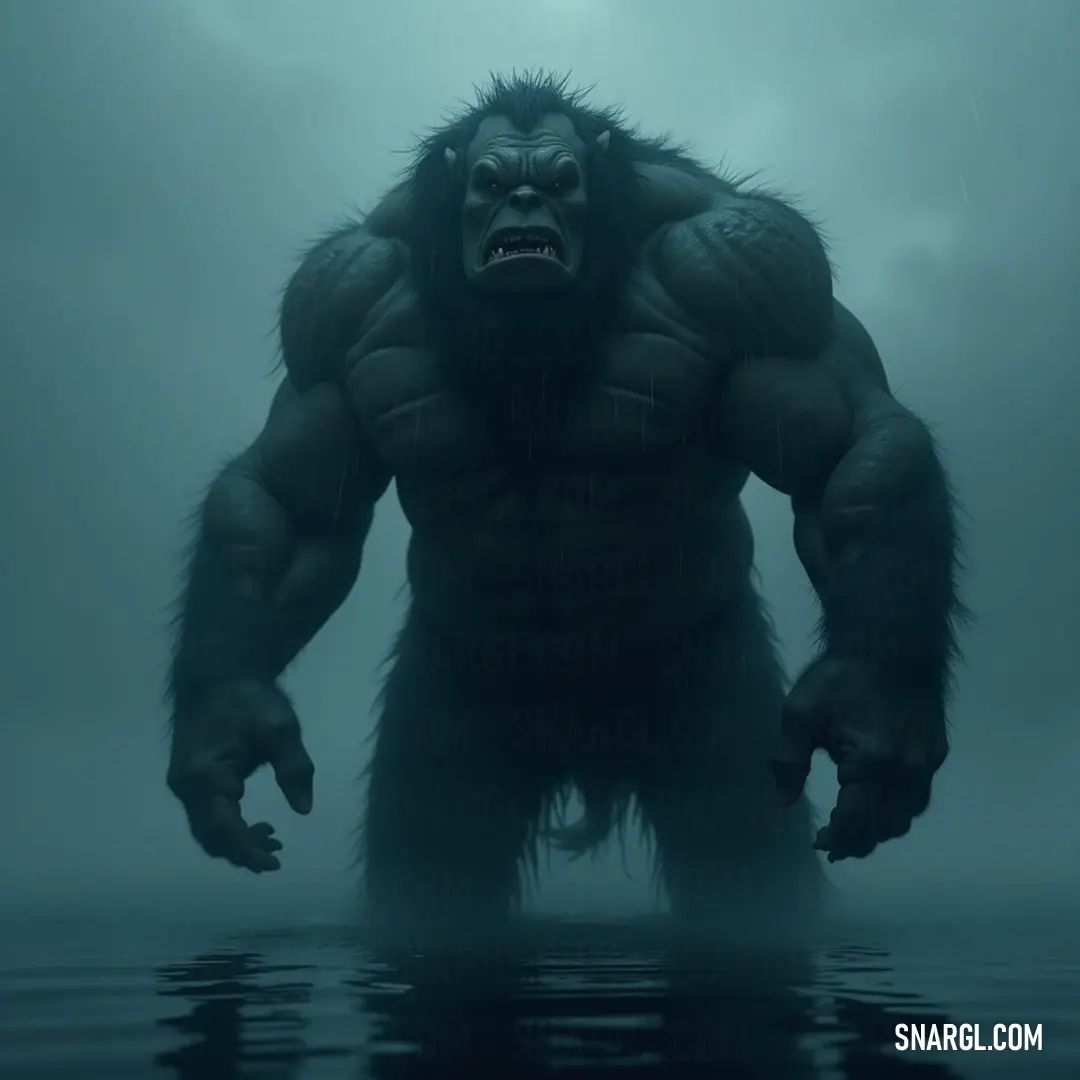 Majestic Rorr in Serene Waters A giant Rorr stands with its mouth open in the dark depths of the water, eyes closed in eternal serenity. The dim surroundings emphasize its tranquil nature and create a mysterious aura that surrounds this majestic beast.