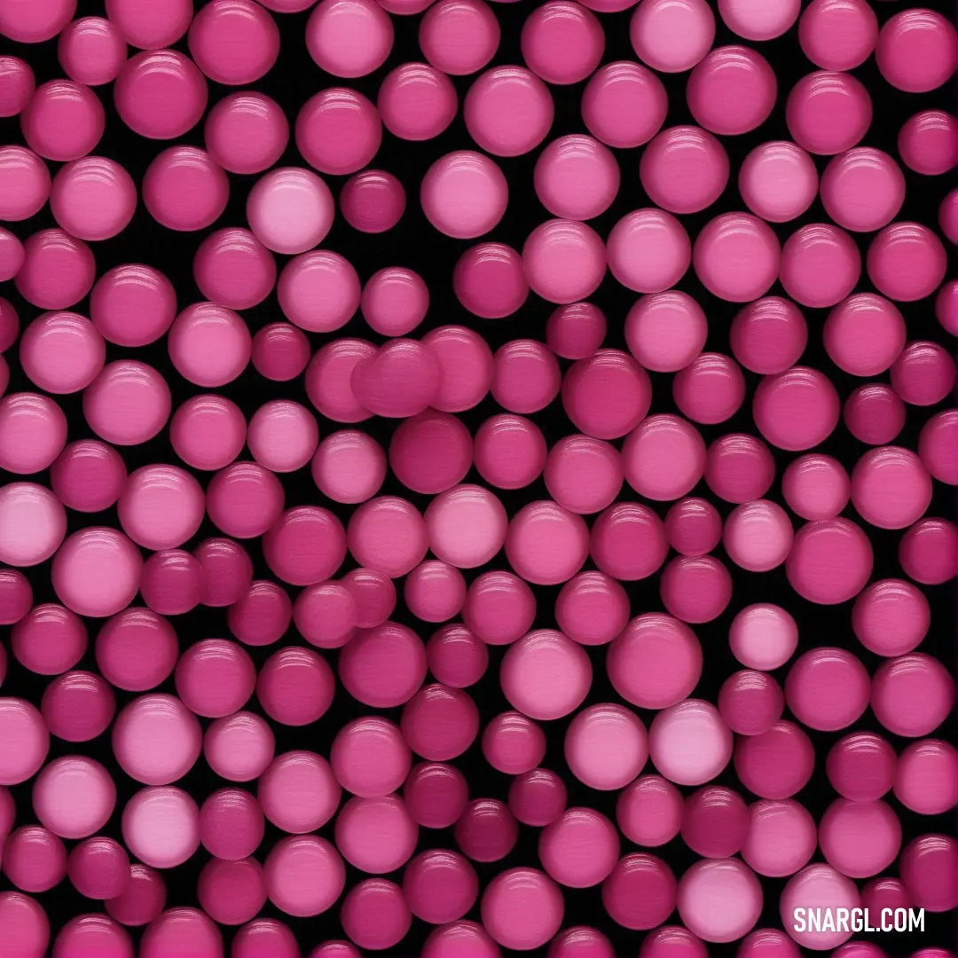 Royal fuchsia color. Large group of pink balls are in a black background