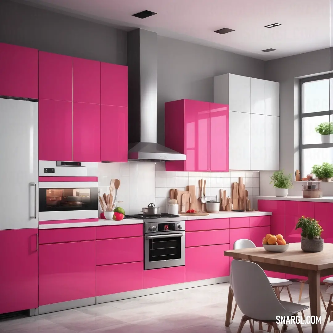 An inviting kitchen scene features a well-set table with matching chairs, a stove, and an oven, illuminated by natural light streaming through a window, creating a warm and welcoming atmosphere for family gatherings.